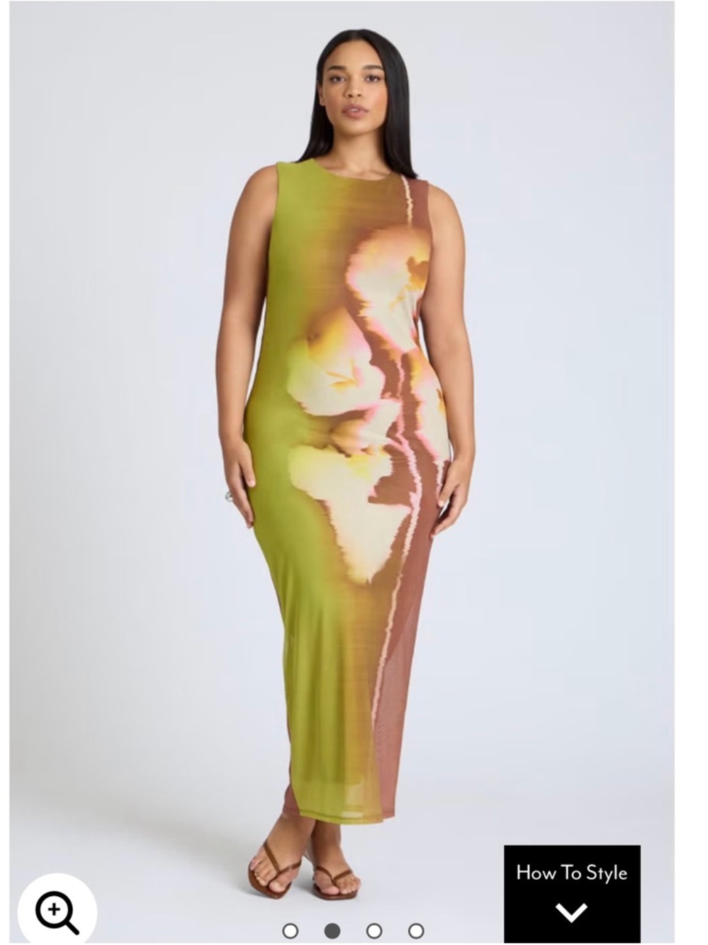 Eloquii Olive Green Tie-Dye Maxi Dress